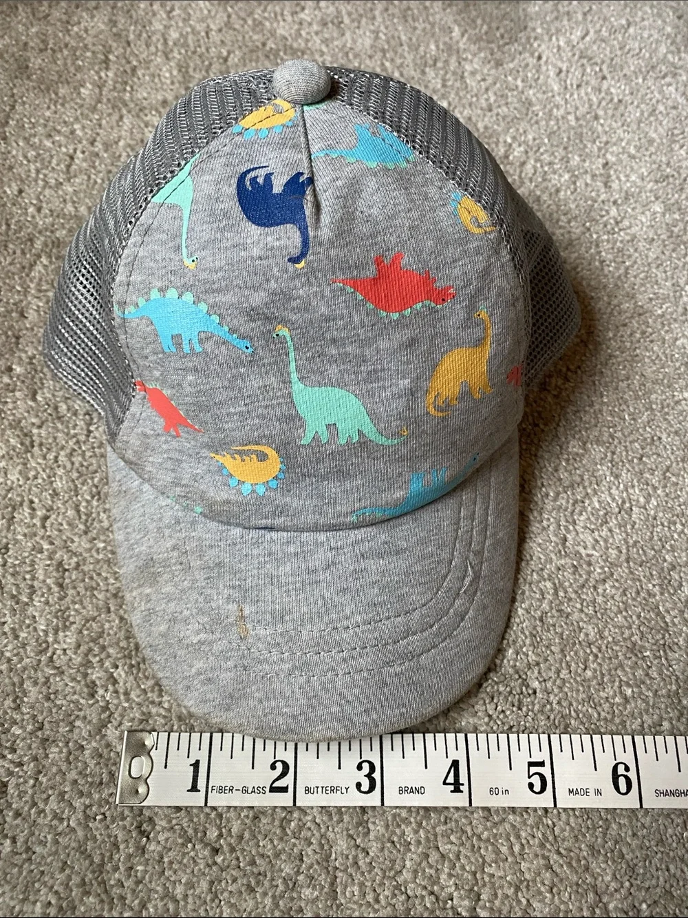Gray Kids Dinosaur Print Mesh Cap